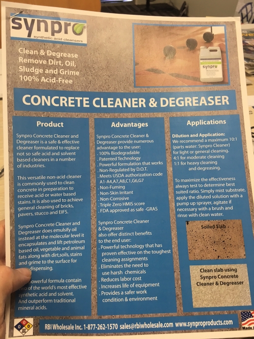 A concrete cleaner brochure from the World of Concrete.