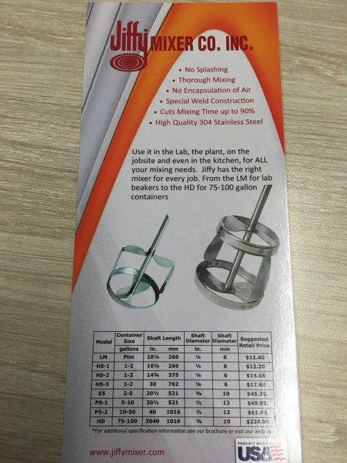 A Jiffy mixer brochure from the World of Concrete.